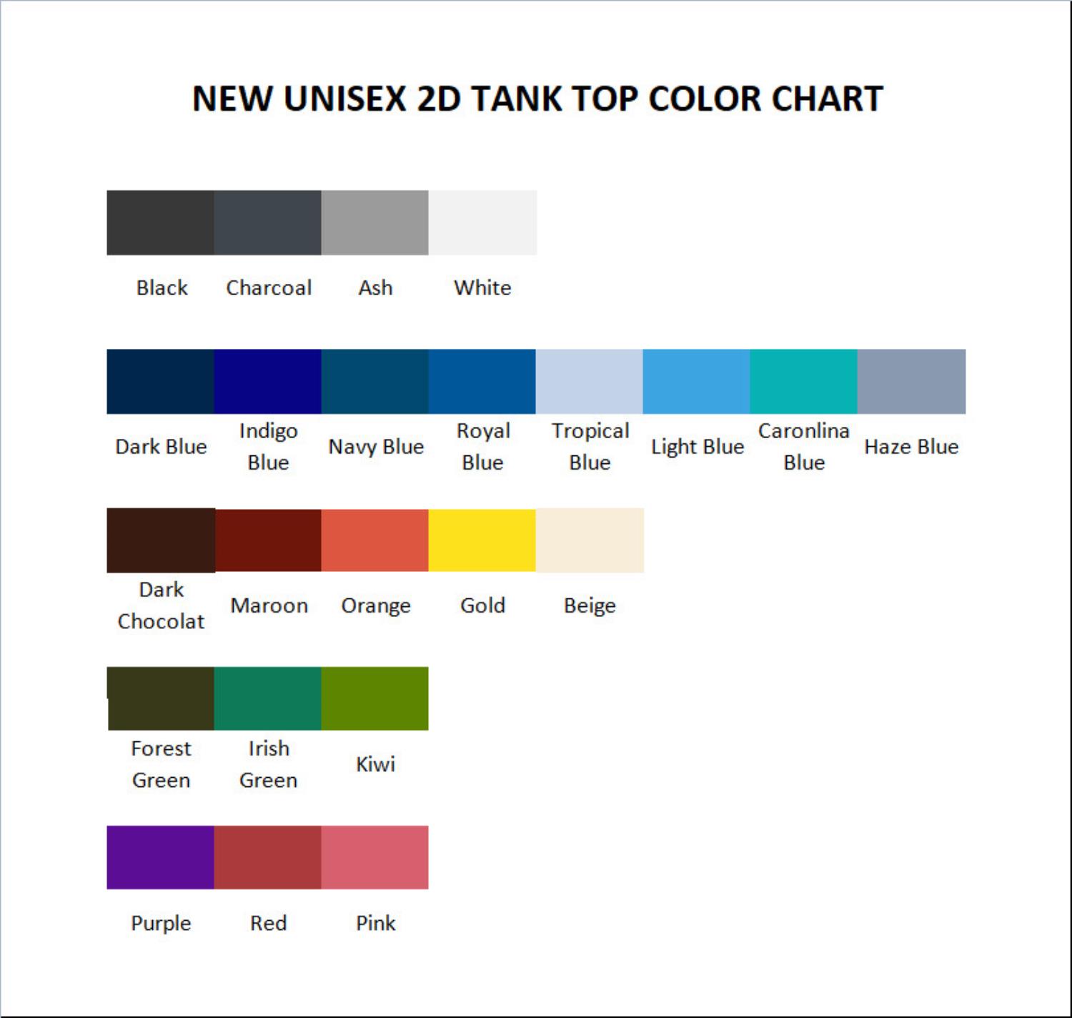 tank top color chart - The Last Of Us UK Shop