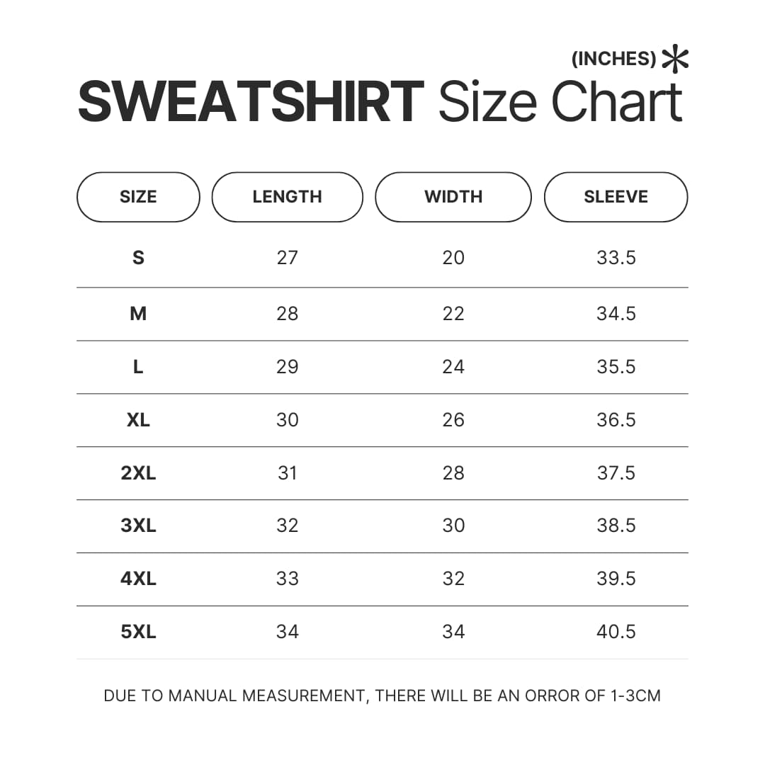 Sweatshirt Size Chart - The Last Of Us UK Shop